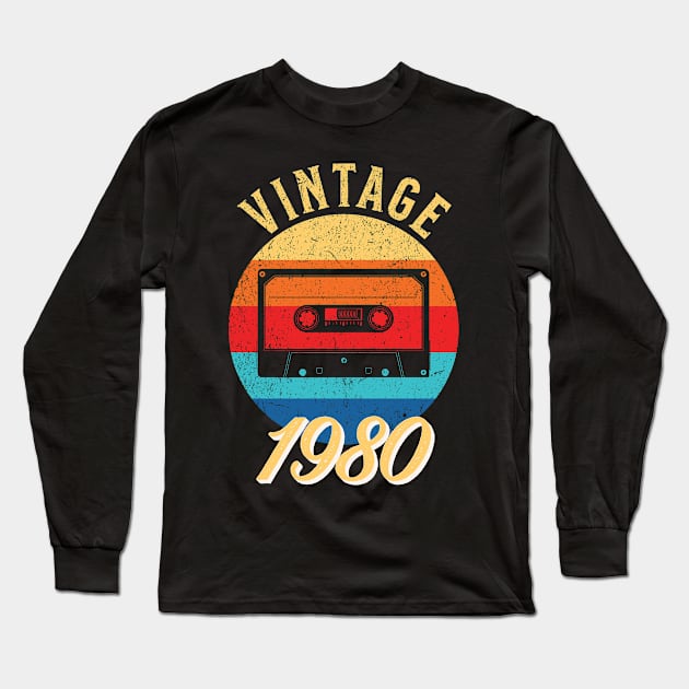 Vintage Year Since 1980 | Cassette | 42nd Birthday Gift Long Sleeve T-Shirt by jiromie